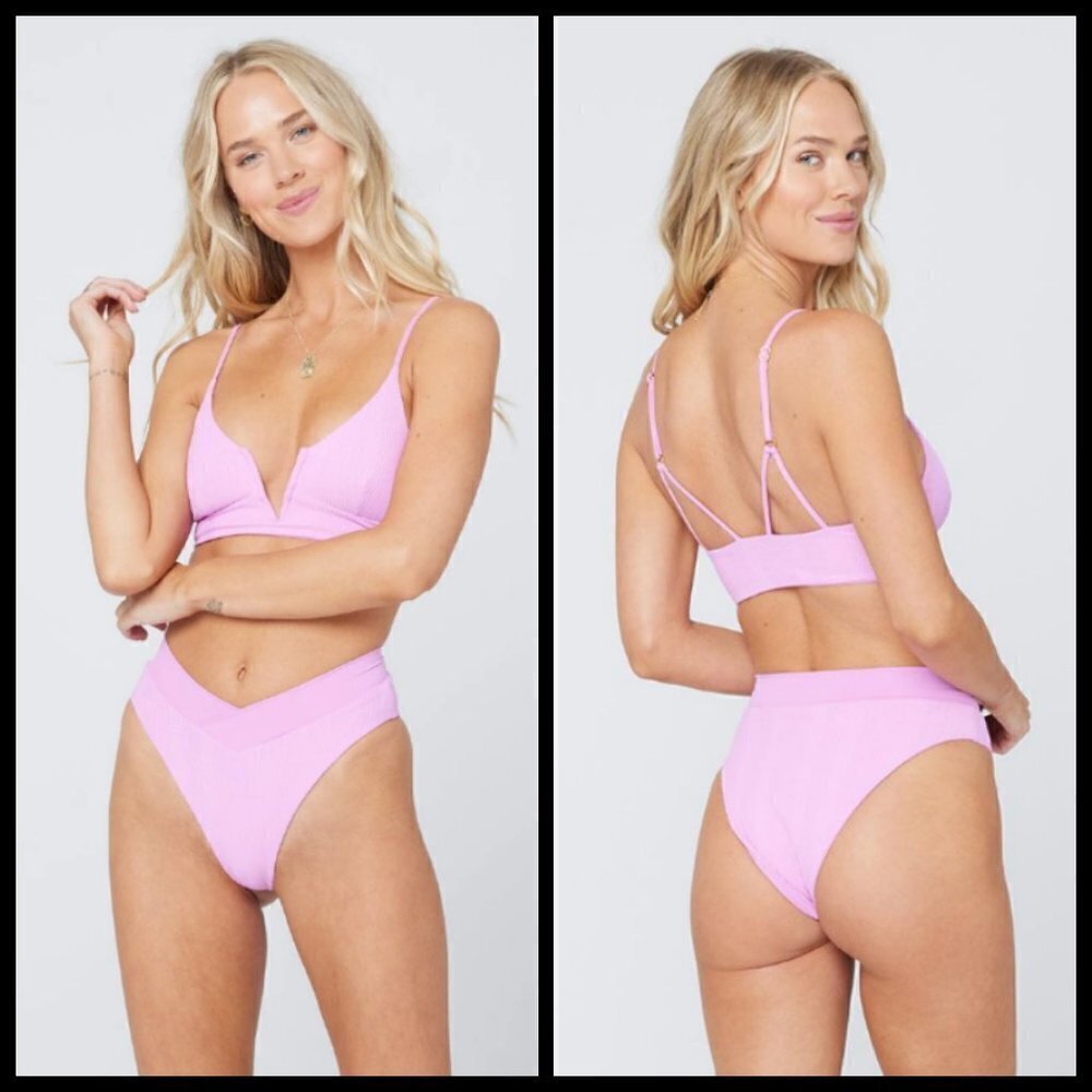 💕LSPACE💕 Ribbed Bikini Set Rosebud Pink L/XL NWT